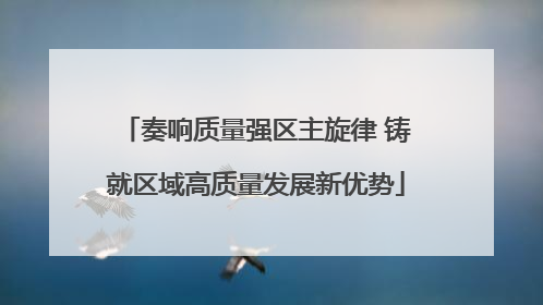奏响质量强区主旋律 铸就区域高质量发展新优势